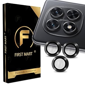 first mart camera lens protectors for redmi note 14 pro 667 inches tough hd individual aluminum alloy lens ring cover scratch resistant thin tempered glass black 1 pack