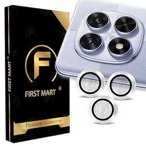 first mart camera lens protectors for redmi note 14 pro 667 inches tough hd individual aluminum alloy lens ring cover scratch resistant thin tempered glass silver 1 pack