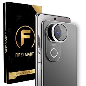 first mart silver camera ring guard protector for vivo v50 and v50e  tempered glass with metal alloy rings hd clear scratch resistant case-friendly  pack of 1