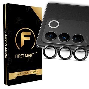 first mart black camera ring guard protector for vivo v27 and vivo v27 pro  tempered glass with metal alloy rings hd clear scratch resistant case-friendly  pack of 1