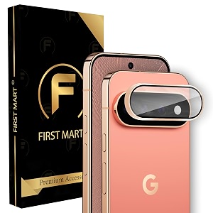 first mart gold camera ring guard protector for google pixel 11 pro  tempered glass with metal alloy rings hd clear scratch resistant case-friendly  pack of 1