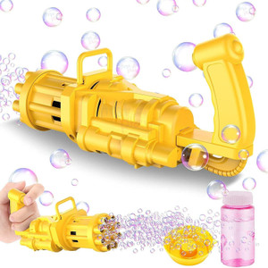 first play 8-hole electric bubbles gun for toddlers toys gatling bubble machine water gun yellow