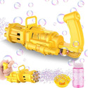 First Play 8-Hole Electric Bubbles Gun for Toddlers Toys, Gatling Bubble Machine Water Gun (Yellow)
