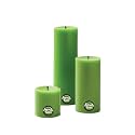 First Row Aromatic Fables Magnet Scented Light Green Color Pillar Wax Candles with Fiber Tray Stand |Size: 8x6x3 Inch, Set of 3