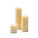 First Row Aromatic Fables Jasmine Scented Off-White Color Pillar Wax Candles with Fiber Tray Stand |Size: 8x6x3 Inch, Set of 3