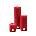 First Row Aromatic Fables Rose Scented Red Color Pillar Wax Candles with Fiber Tray Stand |Size: 8x6x3 Inch, Set of 3