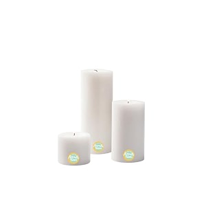 first row aromatic fables vanilla scented white color pillar wax candles with fiber tray stand size 4x3x2 inch set of 3