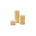 First Row Aromatic Fables Jasmine Scented Off-White Color Pillar Wax Candles with Fiber Tray Stand |Size: 4x3x2 Inch, Set of 3