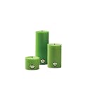 First Row Aromatic Fables Magnet Scented Light Green Color Pillar Wax Candles with Fiber Tray Stand |Size: 4x3x2 Inch, Set of 3