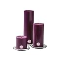 First Row Aromatic Fables Charley Scented Purple Color Pillar Wax Candles with Fiber Tray Stand |Size: 8x6x3 Inch, Set of 3