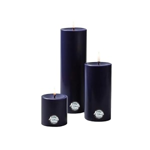first row aromatic fables classic scented dark purple color pillar wax candles with fiber tray stand size 8x6x3 inch set of 3