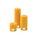 First Row Aromatic Fables Bosco Pond Scented Yellow Color Pillar Wax Candles with Fiber Tray Stand |Size: 8x6x3 Inch, Set of 3
