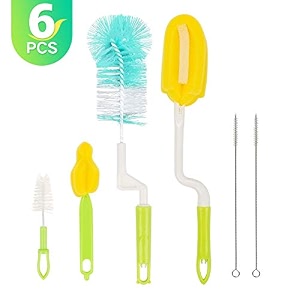 first try baby feeding bottle brush - sponge cleaner straw nipple cleaning washing tool for smoothie straws lass tea water cups baby bottles cleaning brush set of 6