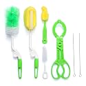 First Try Baby Feeding Bottle Brush - Sponge Cleaner Straw Nipple Cleaning Washing Tool, for Smoothie Straws, Lass Tea Water Cups, Baby Bottles Cleaning Brush Set of 7