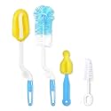 First Try Baby Feeding Bottle Brush - Sponge Cleaner Straw Nipple Cleaning Washing Tool, for Smoothie Straws, Lass Tea Water Cups, Baby Bottles Cleaning Brush Set of 4