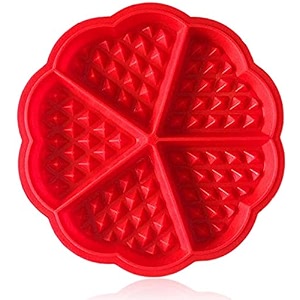 first try bakeware silicone waffle baking non stick molds flower heart shape waffle mold muffin mould red round 1 pcs