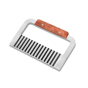 first try stainless steel wavy crinkle cutters potato cutter soap cutting tool french fry slicer stainless steel blade wooden handle serrator chopping knife 1 wavy cutter
