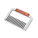First Try Stainless Steel Wavy Crinkle Cutters, Potato Cutter, Soap Cutting Tool French Fry Slicer Stainless Steel Blade Wooden Handle Serrator Chopping Knife (1 Wavy Cutter)