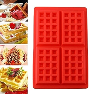 first try waffle mold silicone waffle mold 4 cavities waffle mold silicone waffle maker baking tray mold for waffle cake chocolate craft candy soap baking rectangle 1 pcs