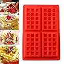 First Try Waffle Mold Silicone Waffle Mold 4 Cavities Waffle Mold Silicone Waffle Maker Baking Tray Mold for Waffle Cake Chocolate Craft Candy Soap Baking (Rectangle 1 Pcs)
