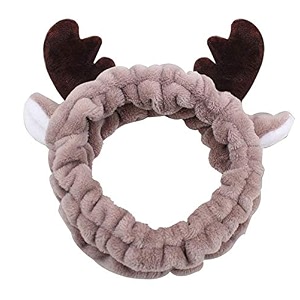 first try women39s cute deer style headbands soft spa makeup fashion plush hairband cosplay hair accessory - pink