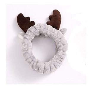 first try women39s cute deer style headbands soft spa makeup fashion plush hairband cosplay hair accessory - gray