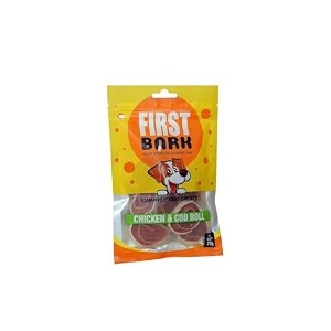 firstbark chicken jerky dog treats human grade high protein chicken fully digestible healthy snack amp training treat free from by-products amp gluten chicken amp cod roll 12 x 70g sold by dogsncats