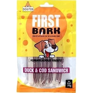 dog treats for adult dog amp puppy  healthy chews duck amp cod fish jerky for dogs small dogs amp shih tzu  dog snacks amp puppy treats  duck amp cod sandwich 70g x10