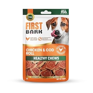 dog treats for adult dog amp puppy  healthy chews chicken amp cod fish jerky for dogs small dogs amp shih tzu  dog snacks amp puppy treats  chicken amp cod roll 70g x1