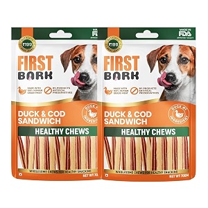 dog treats for adult dog amp puppy  healthy chews duck amp cod fish jerky for dogs small dogs amp shih tzu  dog snacks amp puppy treats  duck amp cod sandwich 70g x2