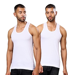 FirstFit Premium Men Vest White Cotton Vest