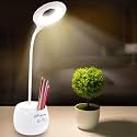 Study Table Lamp Rechargeable Led Desk Lamp, Touch Control Table Lamp,Stationary Holder &amp; Mobile Stand, Eye-Caring Smart Lamp with USB Charging (Round Style + Mobile Holder)
