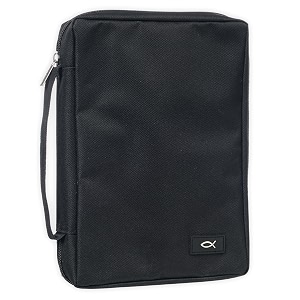 Fish Fabric Medium Black Bible Cover