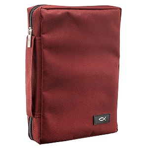 Fish Fabric Medium Burgundy Bible Cover