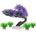 Fish Tank Decorations 5.5 Inch Artificial Plastic Plants Bonsai Tree Purple
