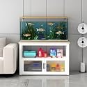 Fish Tank Stand, 3-Tier Aquarium Stand with Adjustable Feet &amp; Storage Cabinet, Heavy-Duty Metal Reptile Table, Suitable for Home, Office, Hotle, 660LBS Capacity(White,80x45cm/31.5x17.7in)