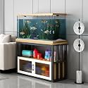 Fish Tank Stand, 3-Tier Aquarium Stand with Adjustable Feet &amp; Storage Cabinet, Heavy-Duty Metal Reptile Table, Suitable for Home, Office, Hotle, 660LBS Capacity(Black,100x40cm/39.3x15.7in)