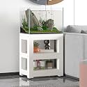 Fish Tank Stand, 3-tier Rack Shelf, Metal Aquarium Stands with Shelves, Aquarium Cabinet Tabletop, Turtle Reptile Terrarium Stand 660lbs Capacity(White,80x45cm/31.5x17.7in)