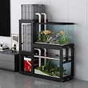 Fish Tank Stand, Three-tier Metal Aquarium Stand, Reptile Tank Stands for Accessories Storage, Reinforced Steel Frame, fits Aquarium, Turtle Tank, Terrariums(Black,90x40cm/35.5x15.7in)