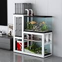 Fish Tank Stand, Three-tier Metal Aquarium Stand, Reptile Tank Stands for Accessories Storage, Reinforced Steel Frame, fits Aquarium, Turtle Tank, Terrariums(White,95x35cm/37.4x13.7in)
