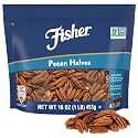 Fisher Unsalted Raw Pecan Halves, Non-GMO Vegan Keto Baking Nuts, 16 Ounce (Pack of 5)