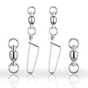 Fishfun 40 Pack Fishing Swivels and Snap Swivels, Heavy-Duty Ball Bearing Swivel with Welded Rings for Saltwater Fishing