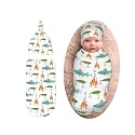 Fishing Swaddle Blankets Beanie Hat Sets, Soft and Stretchy Newborn Fishes Blanket Swaddlling Blanket for Baby Shower Infant Boy and Girl