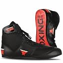 FISTRAGE Leather Kick Boxing Shoes Fighting Sports Master Training Mesh Unisex Pro Men's and Youth Genuine Boot Light Weight | Black Color Boxing Shoes for Adults
