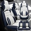 Fit for 95% of Cars SUVs Seat Covers,Car Seat Cover Protector,Waterproof Front &amp; Rear Car Seat Covers(Luxury-Blue&amp;White)