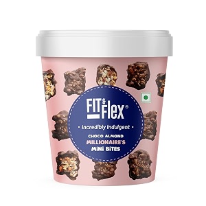 fit amp flex choco almond mini bites with oat rich multigrain high fibre and high protein no artificial colours amp flavours granola bars - as seen on shark tank india - 250 g pack of 1