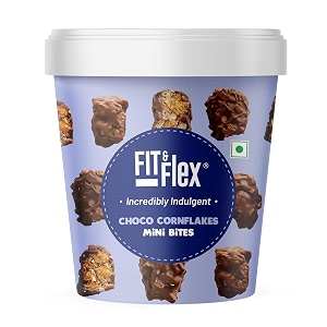 fit amp flex choco cornflakes mini bites with oat rich multigrain high fibre and high protein no artificial colours amp flavours granola bars - as seen on shark tank india - 250 g pack of 1