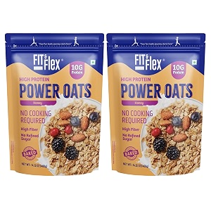 fit amp flex high protein oats ready to eat baked honey oats zero refined sugar gluten free amp preservative free - as seen on shark tank india - 400 g each pack of 2