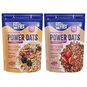 fit amp flex high protein ready to eat oatsbaked peanut butter chocolate amp honey oatszero refined sugargluten free amp preservative free - 400 g each assorted combo pack of 2