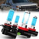 Fit For Chevy Silverado 1500 2007-2015 & 2019-2022; Chevy Silverado 2500 3500 2008-2022 Halogen Headlight Bulbs, 9005/HB3/H10 High Beam + H11/H8/H9 Low Beam, Pack of 4